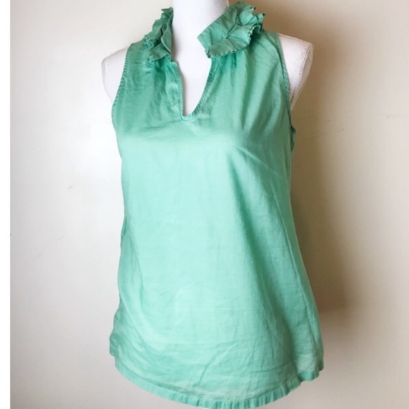 GAP | Tops | Gap Mint Ruffle Neck Blouse | Poshmark